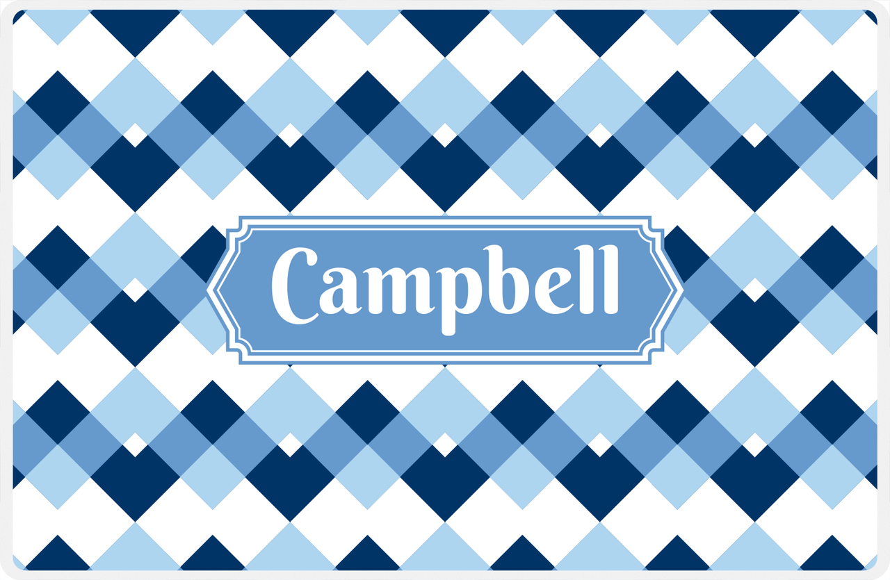 Personalized Chevron Placemat - Navy and Light Blue - Glacier Decorative Rectangle Frame -  View