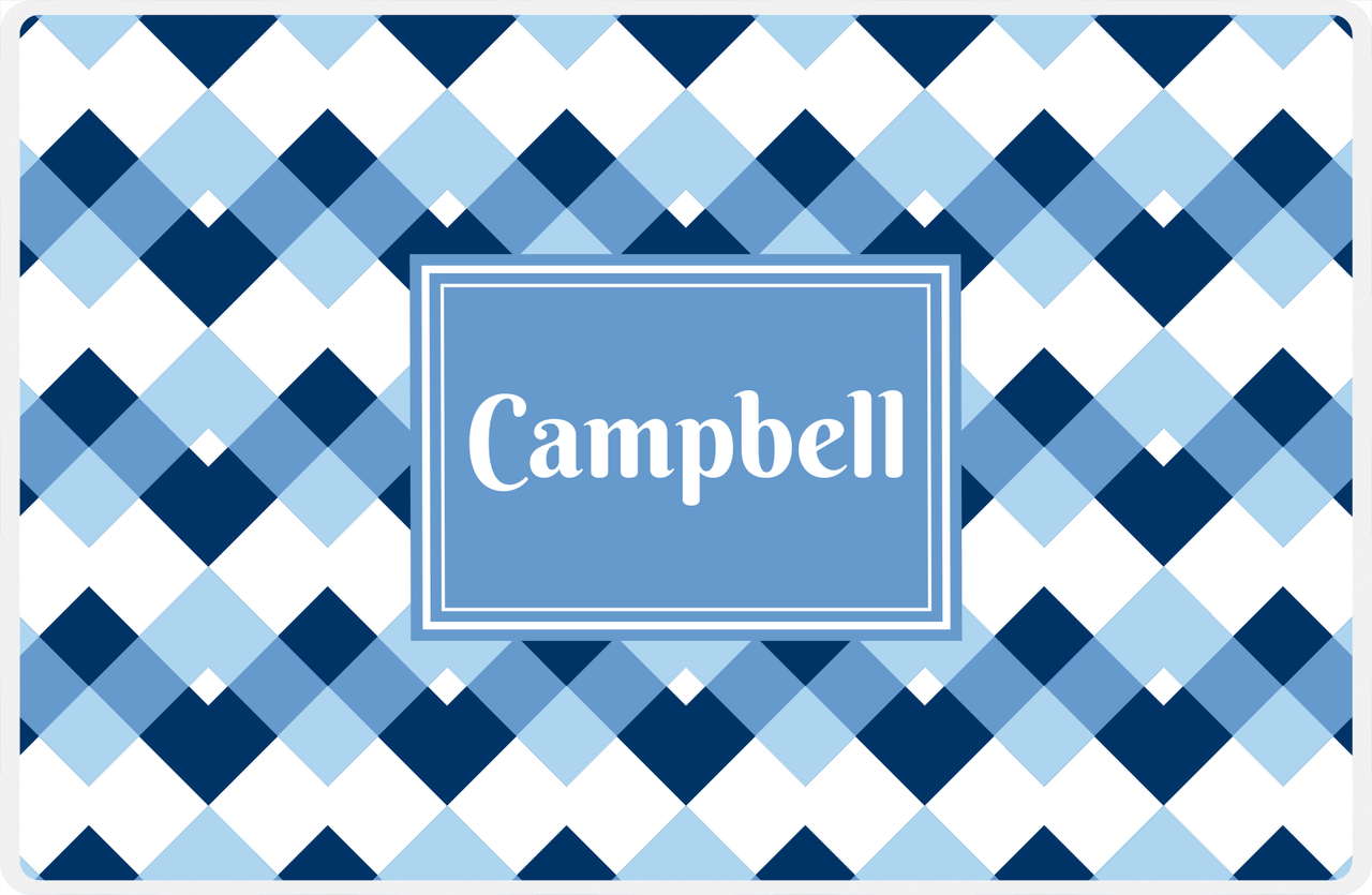 Personalized Chevron Placemat - Navy and Light Blue - Glacier Rectangle Frame -  View