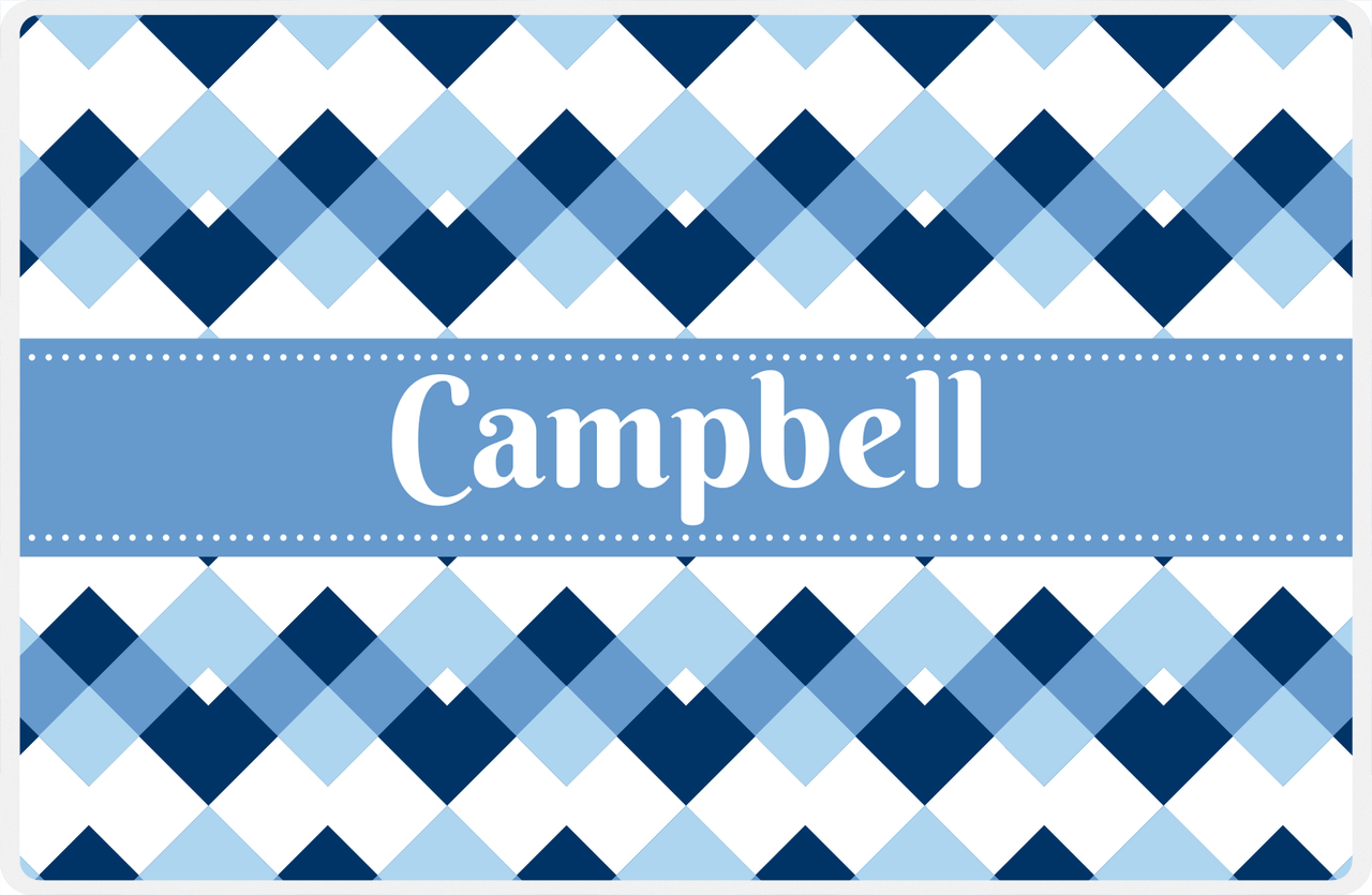 Personalized Chevron Placemat - Navy and Light Blue - Glacier Ribbon Frame -  View
