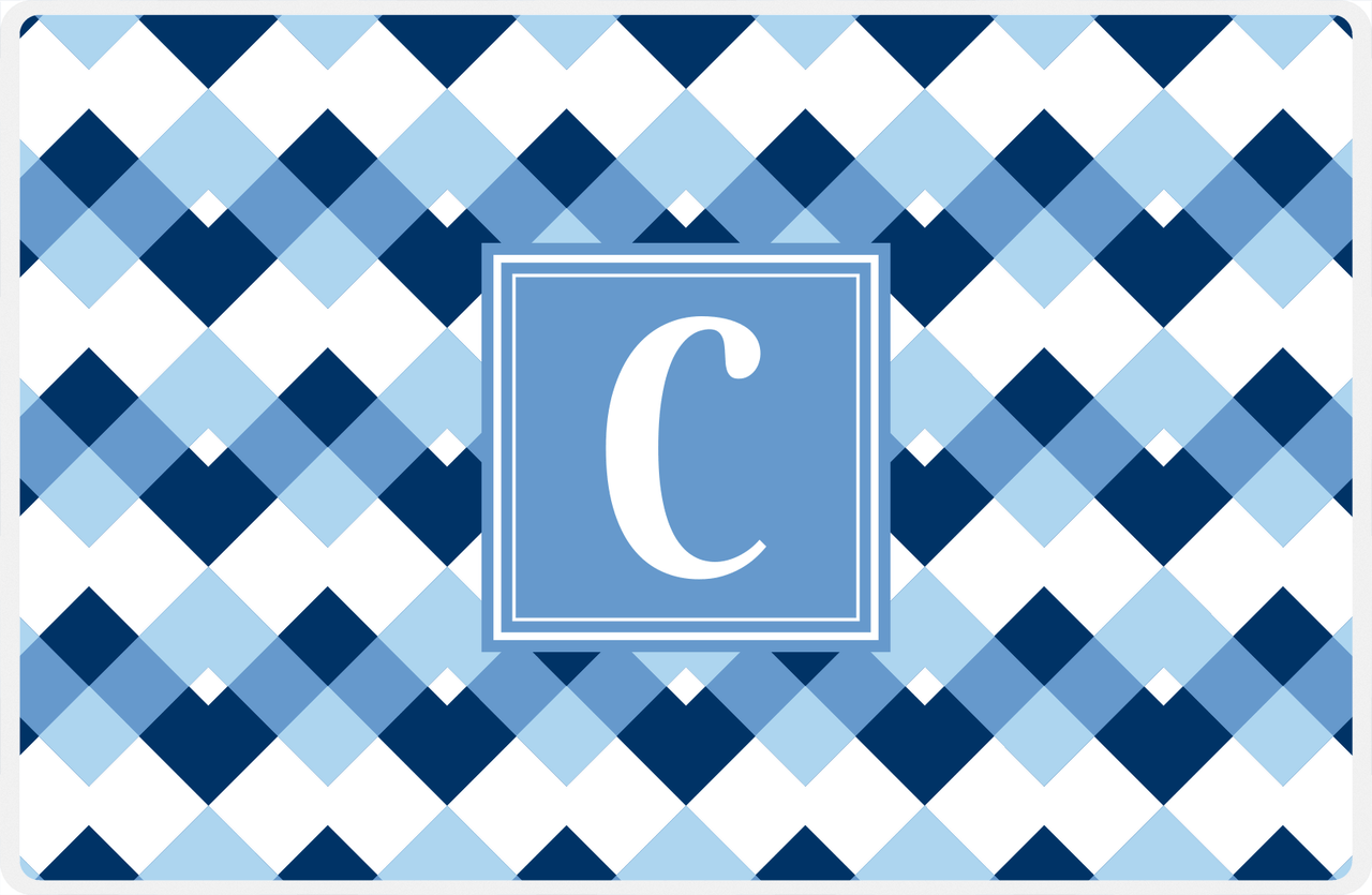 Personalized Chevron Placemat - Navy and Light Blue - Glacier Square Frame -  View