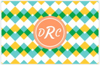 Thumbnail for Personalized Chevron Placemat - Viking Blue and Mustard - Tangerine Circle Frame -  View