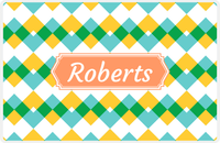 Thumbnail for Personalized Chevron Placemat - Viking Blue and Mustard - Tangerine Decorative Rectangle Frame -  View