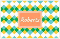 Thumbnail for Personalized Chevron Placemat - Viking Blue and Mustard - Tangerine Rectangle Frame -  View
