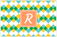 Thumbnail for Personalized Chevron Placemat - Viking Blue and Mustard - Tangerine Square Frame -  View