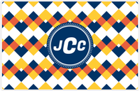 Thumbnail for Personalized Chevron Placemat - Navy and Mustard - Navy Circle Frame -  View