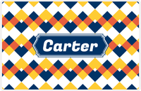 Thumbnail for Personalized Chevron Placemat - Navy and Mustard - Navy Decorative Rectangle Frame -  View