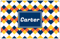 Thumbnail for Personalized Chevron Placemat - Navy and Mustard - Navy Rectangle Frame -  View
