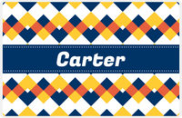 Thumbnail for Personalized Chevron Placemat - Navy and Mustard - Navy Ribbon Frame -  View