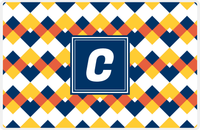 Thumbnail for Personalized Chevron Placemat - Navy and Mustard - Navy Square Frame -  View