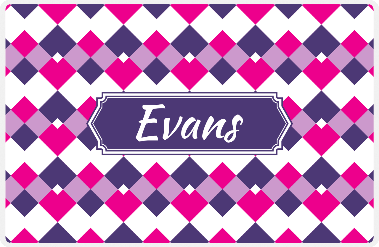 Personalized Chevron Placemat - Hot Pink and White - Indigo Decorative Rectangle Frame -  View