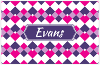 Thumbnail for Personalized Chevron Placemat - Hot Pink and White - Indigo Decorative Rectangle Frame -  View