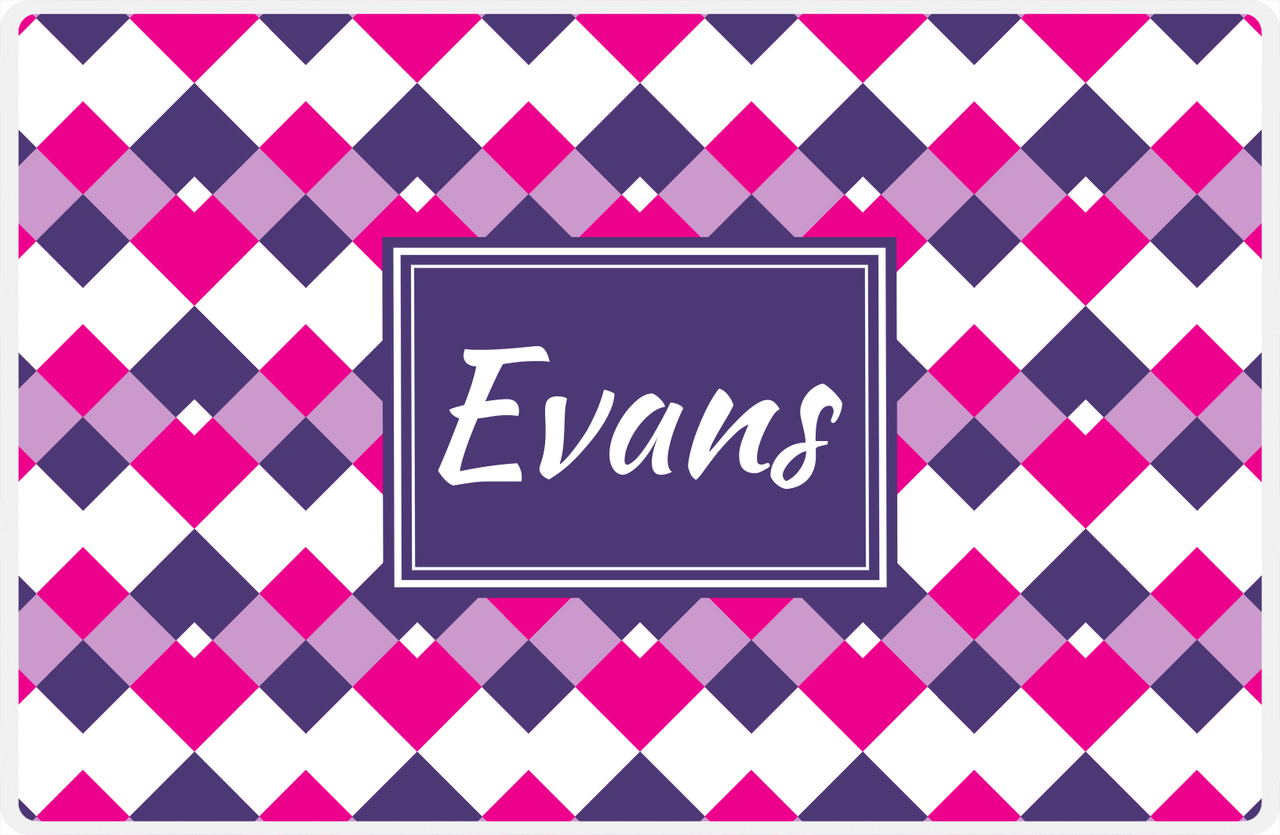 Personalized Chevron Placemat - Hot Pink and White - Indigo Rectangle Frame -  View