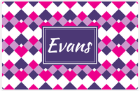 Thumbnail for Personalized Chevron Placemat - Hot Pink and White - Indigo Rectangle Frame -  View