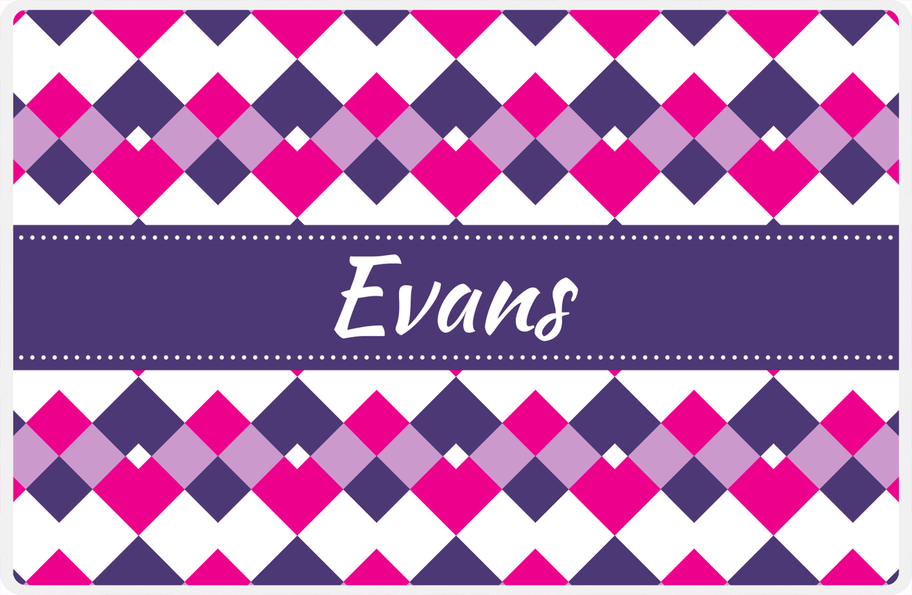 Personalized Chevron Placemat - Hot Pink and White - Indigo Ribbon Frame -  View