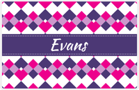 Thumbnail for Personalized Chevron Placemat - Hot Pink and White - Indigo Ribbon Frame -  View