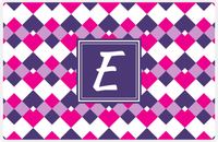 Thumbnail for Personalized Chevron Placemat - Hot Pink and White - Indigo Square Frame -  View