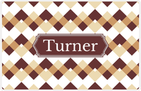 Thumbnail for Personalized Chevron Placemat - Light Brown and Champagne - Brown Decorative Rectangle Frame -  View