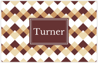 Thumbnail for Personalized Chevron Placemat - Light Brown and Champagne - Brown Rectangle Frame -  View