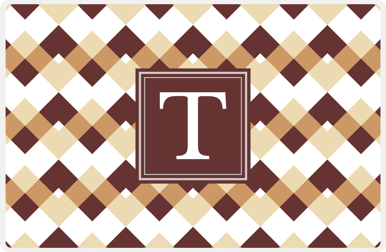 Personalized Chevron Placemat - Light Brown and Champagne - Brown Square Frame -  View