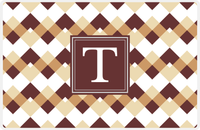 Thumbnail for Personalized Chevron Placemat - Light Brown and Champagne - Brown Square Frame -  View