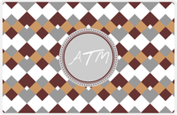Thumbnail for Personalized Chevron Placemat - Brown and White - Light Grey Circle Frame -  View