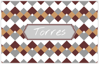 Thumbnail for Personalized Chevron Placemat - Brown and White - Light Grey Decorative Rectangle Frame -  View