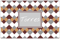 Thumbnail for Personalized Chevron Placemat - Brown and White - Light Grey Rectangle Frame -  View