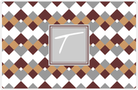 Thumbnail for Personalized Chevron Placemat - Brown and White - Light Grey Square Frame -  View