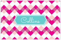 Thumbnail for Personalized Chevron Placemat - Hot Pink and White - Viking Blue Decorative Rectangle Frame -  View