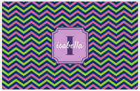 Thumbnail for Personalized Chevron II Placemat - Name Over Initial - Lime, Navy, Orchid - Stamp Frame -  View