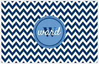 Thumbnail for Personalized Chevron III Placemat - Name Over Initial - Blue and White - Circle Nameplate -  View