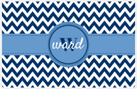 Thumbnail for Personalized Chevron III Placemat - Name Over Initial - Blue and White - Circle Ribbon Nameplate -  View