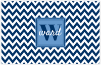 Thumbnail for Personalized Chevron III Placemat - Name Over Initial - Blue and White - Square Nameplate -  View