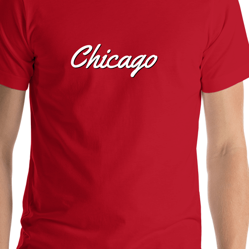 Personalized Chicago T-Shirt - Red - Shirt Close-Up View
