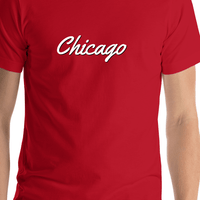Thumbnail for Personalized Chicago T-Shirt - Red - Shirt Close-Up View