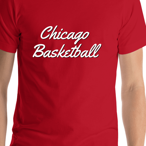 Personalized Chicago Basketball T-Shirt - Red - Shirt Close-Up View