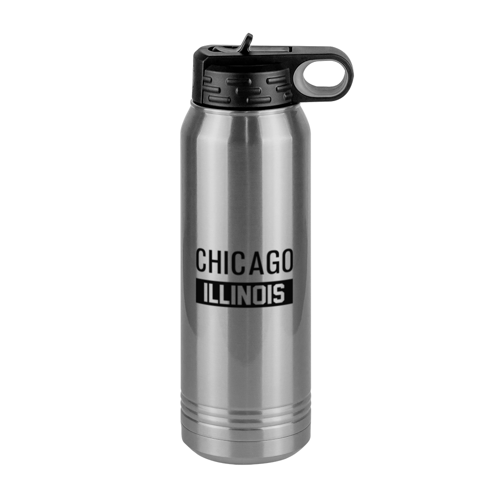 Personalized Chicago Illinois Water Bottle (30 oz) - Right View
