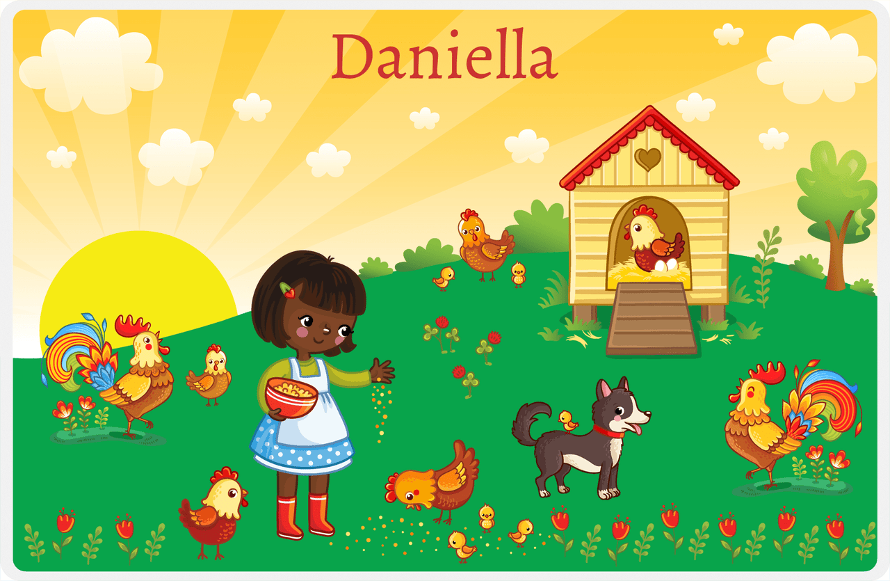 Personalized Chickens Placemat I - Chicken Yard - Black Girl -  View