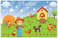 Thumbnail for Personalized Chickens Placemat II - Chicken Yard - Blond Boy -  View