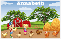Thumbnail for Personalized Chickens Placemat III - Farm Chickens - Blonde Girl -  View