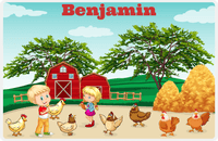 Thumbnail for Personalized Chickens Placemat IV - Farm Chickens - Blond Boy -  View