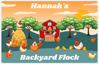 Thumbnail for Personalized Chickens Placemat V - Backyard Flock - Orange Background -  View