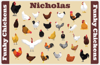 Thumbnail for Personalized Chickens Placemat IX - Funky Chickens - Tan Background -  View