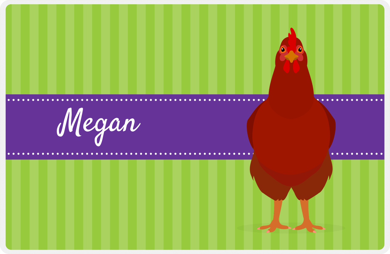Personalized Chickens Placemat XI - Chicken Stripes - Rhode Island Red -  View