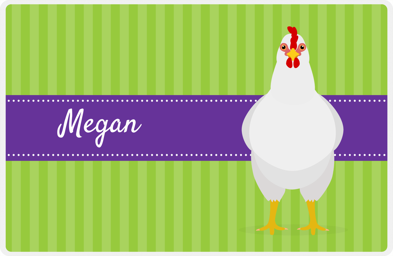 Personalized Chickens Placemat XI - Chicken Stripes - Leghorn -  View