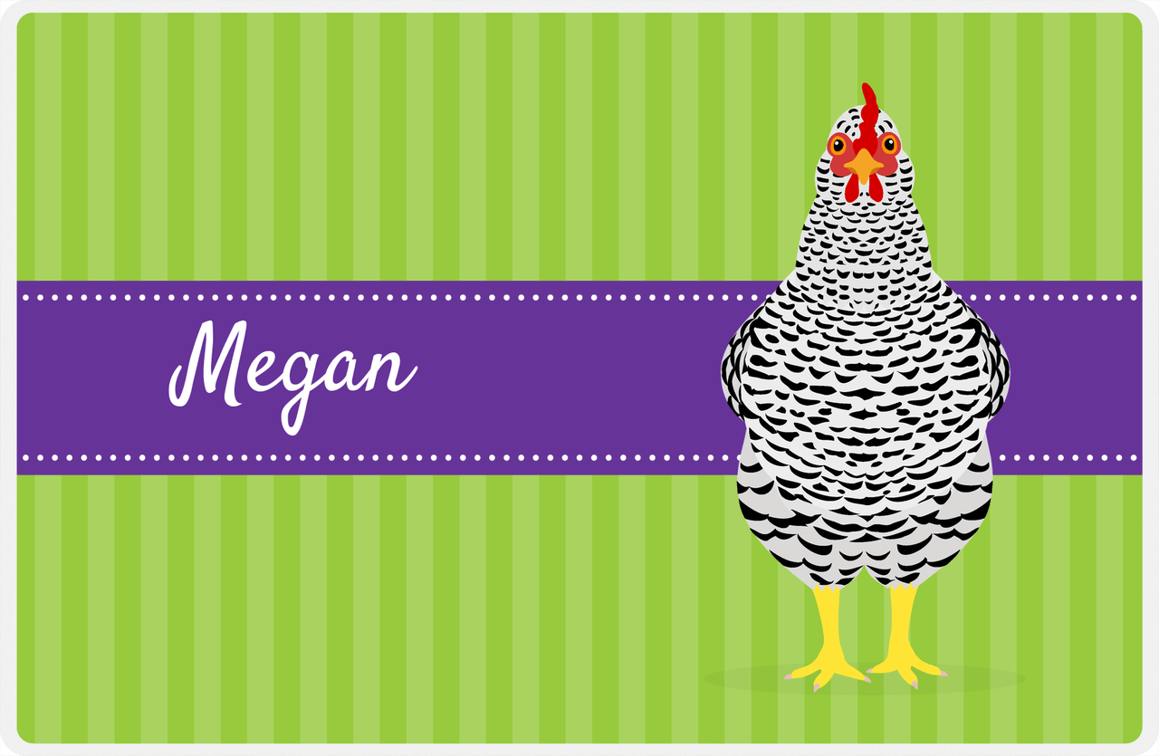Personalized Chickens Placemat XI - Chicken Stripes - Plymouth Rock -  View