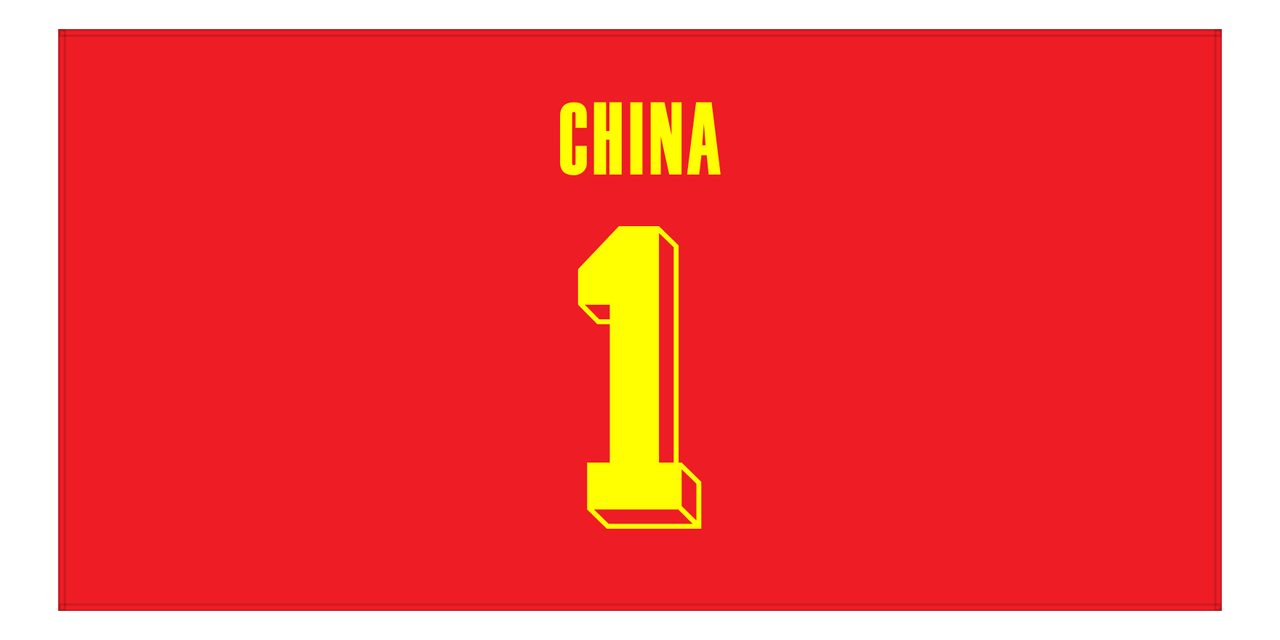 Personalized China Jersey Number Beach Towel - Red - Front View