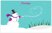 Thumbnail for Personalized Christmas Placemat II - Snowman - Teal Background -  View