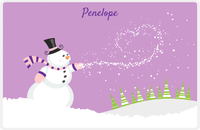 Thumbnail for Personalized Christmas Placemat II - Snowman - Purple Background -  View