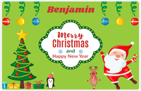 Thumbnail for Personalized Christmas Placemat III - Merry Christmas - Green Background -  View